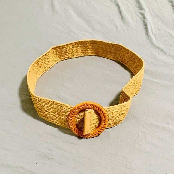 Accessories - Woven Tan Belt with Round Buckle